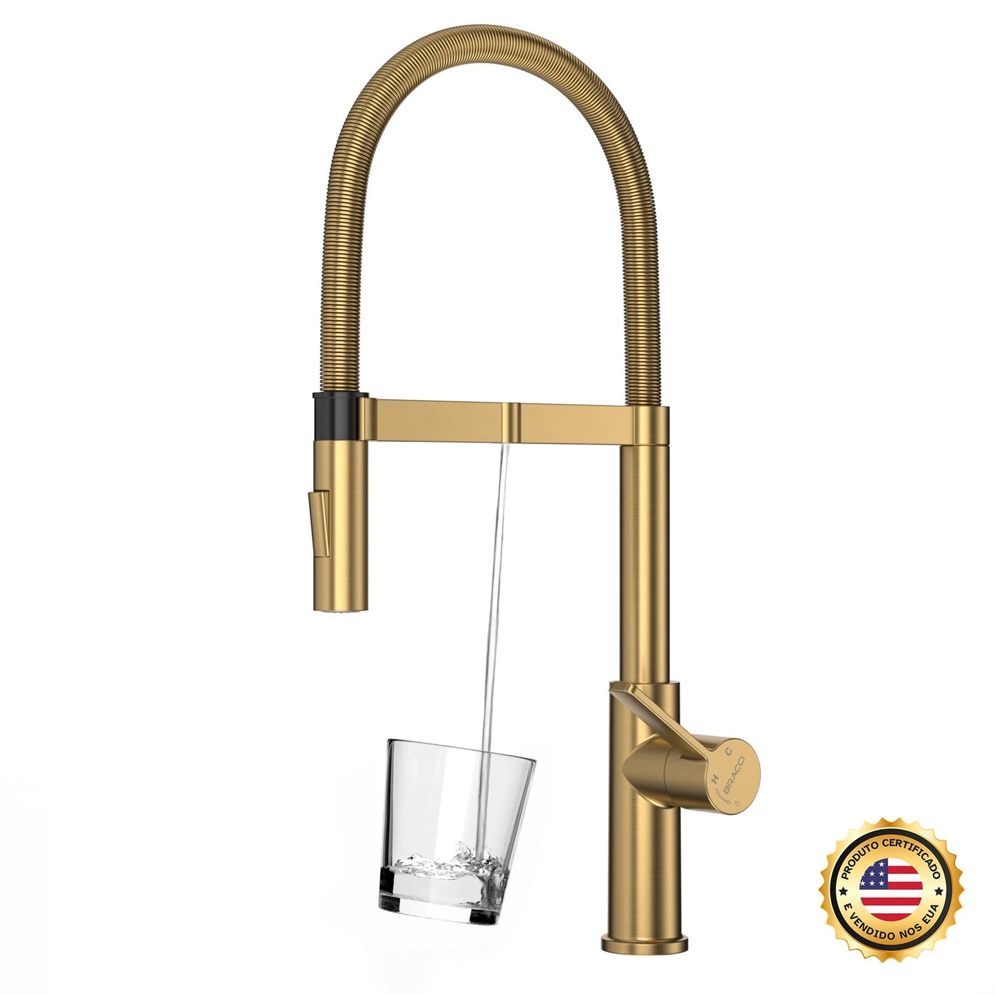 TORNEIRA MONOCOMANDO Q/F LA BELLE SPRING DOURADO ESCOVADO