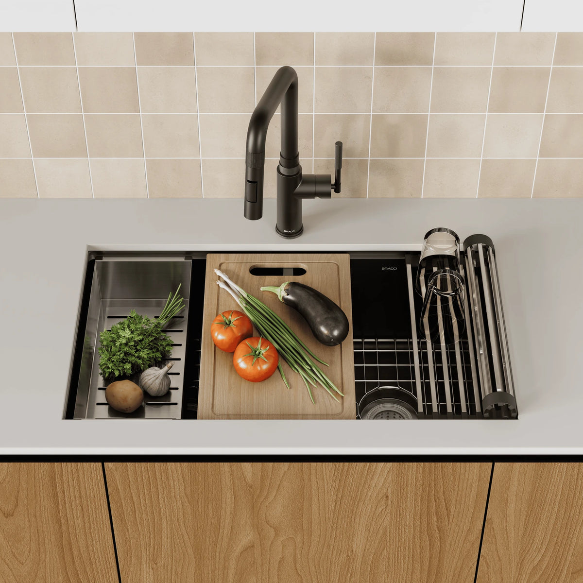 CUBA DE COZINHA DUPLA QUARTZO  79CM