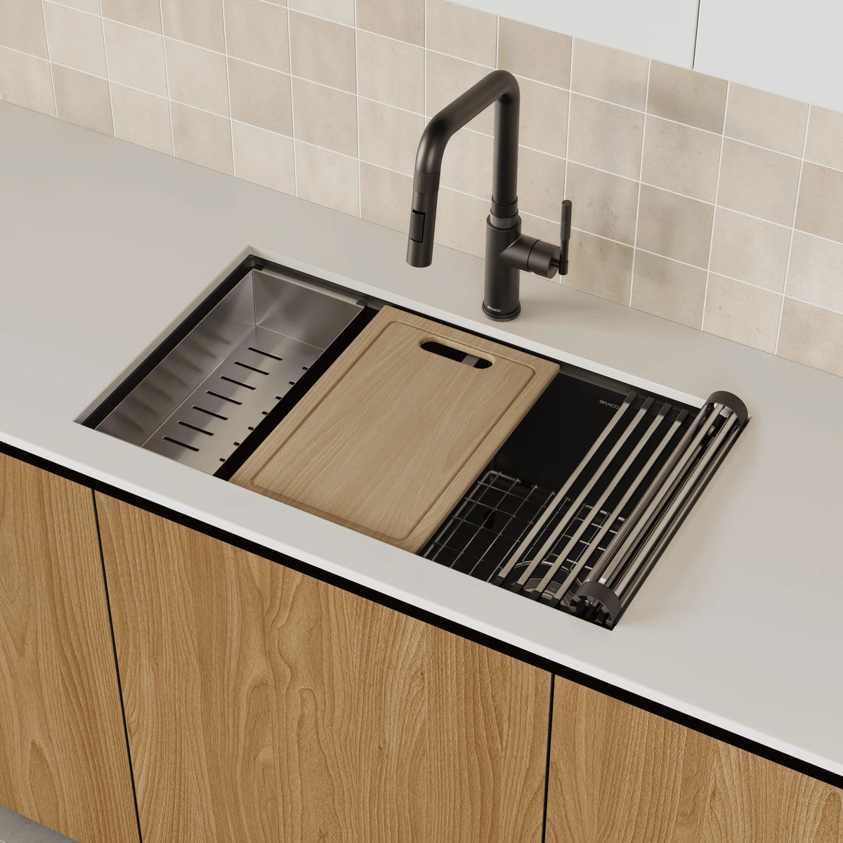 CUBA DE COZINHA DUPLA QUARTZO  79CM