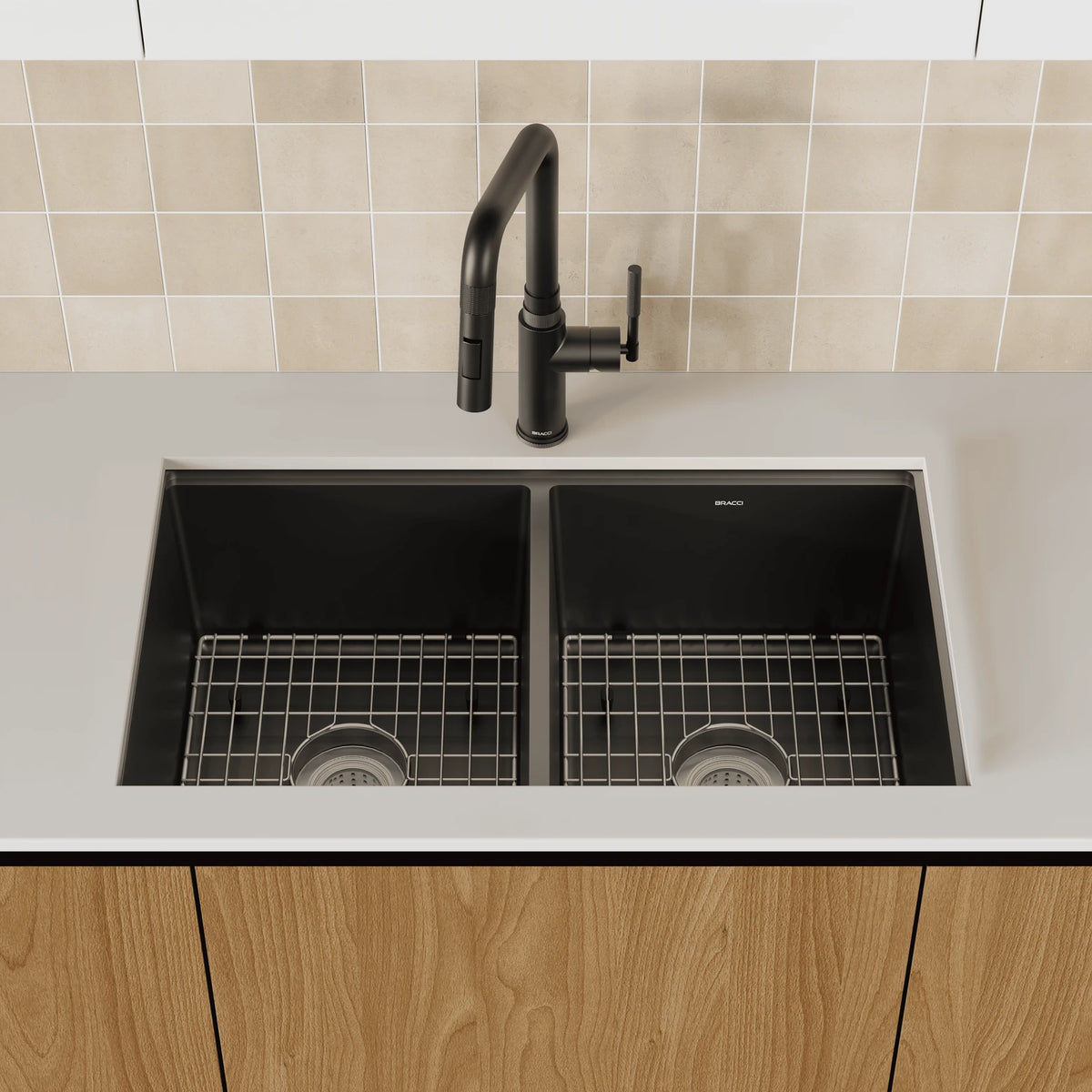 CUBA DE COZINHA DUPLA QUARTZO  79CM