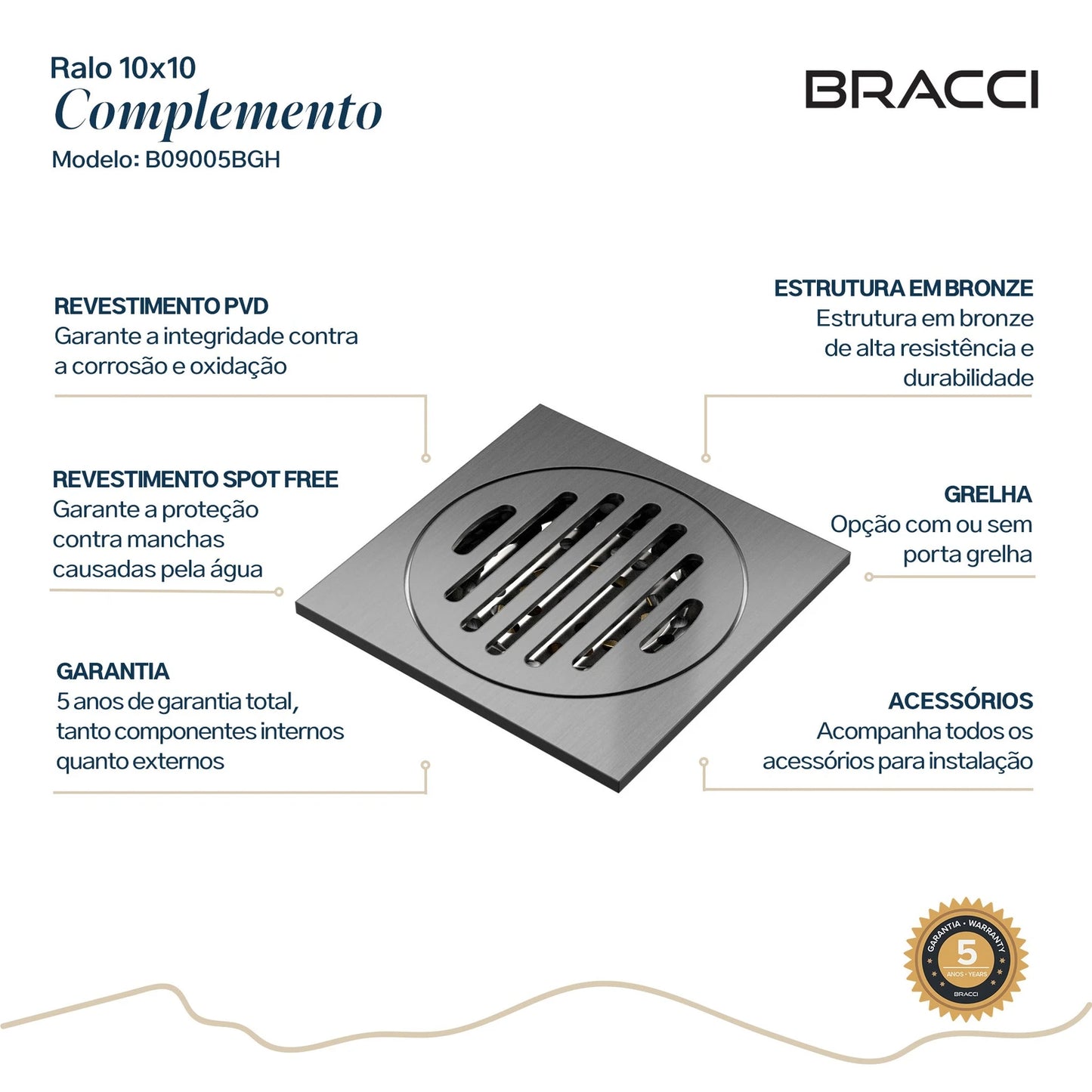 RALO 10X10 GRAFITE ESCOVADO