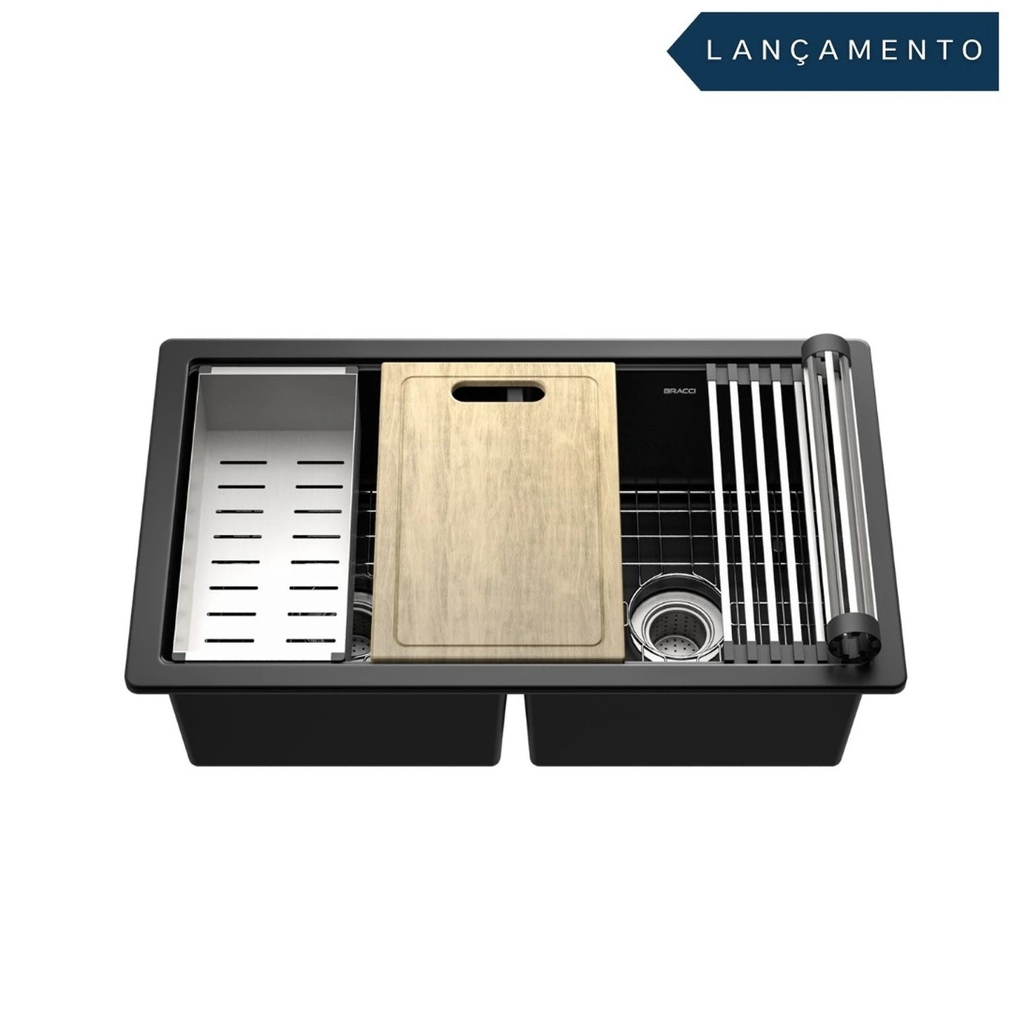 CUBA DE COZINHA DUPLA QUARTZO  79CM