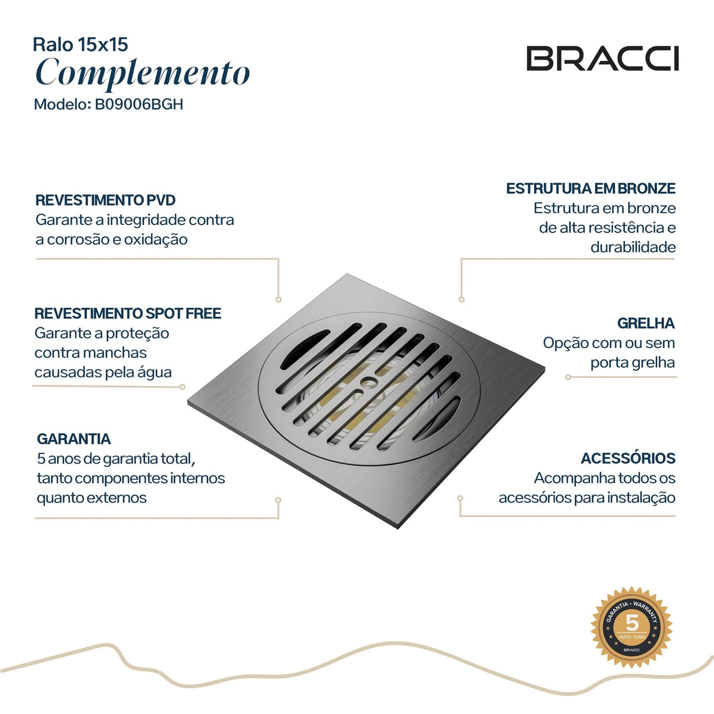 RALO 15X15 GRAFITE ESCOVADO