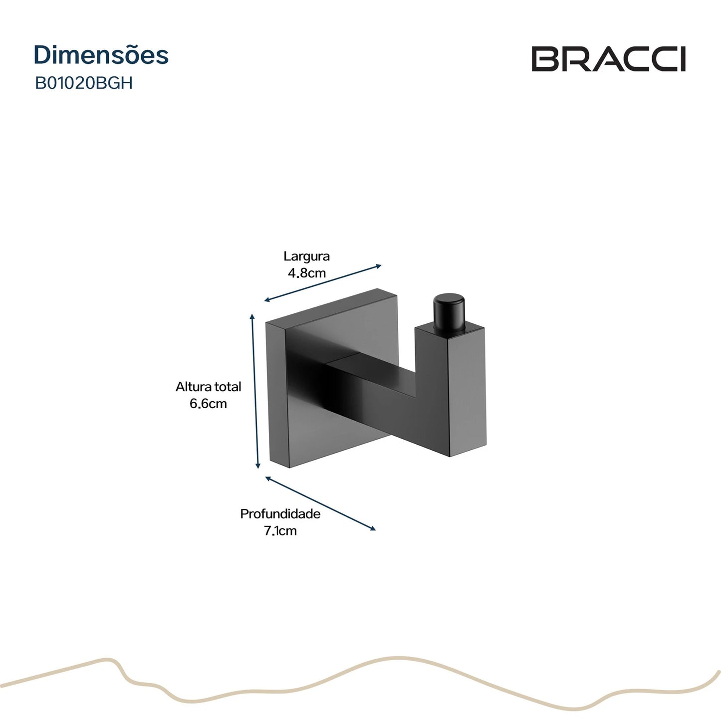GANCHO SIMPLES GRAFITE ESCOVADO VERCCI