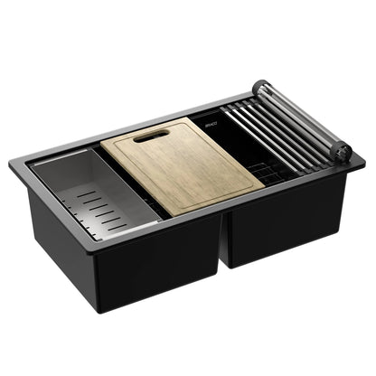 CUBA DE COZINHA DUPLA QUARTZO  79CM