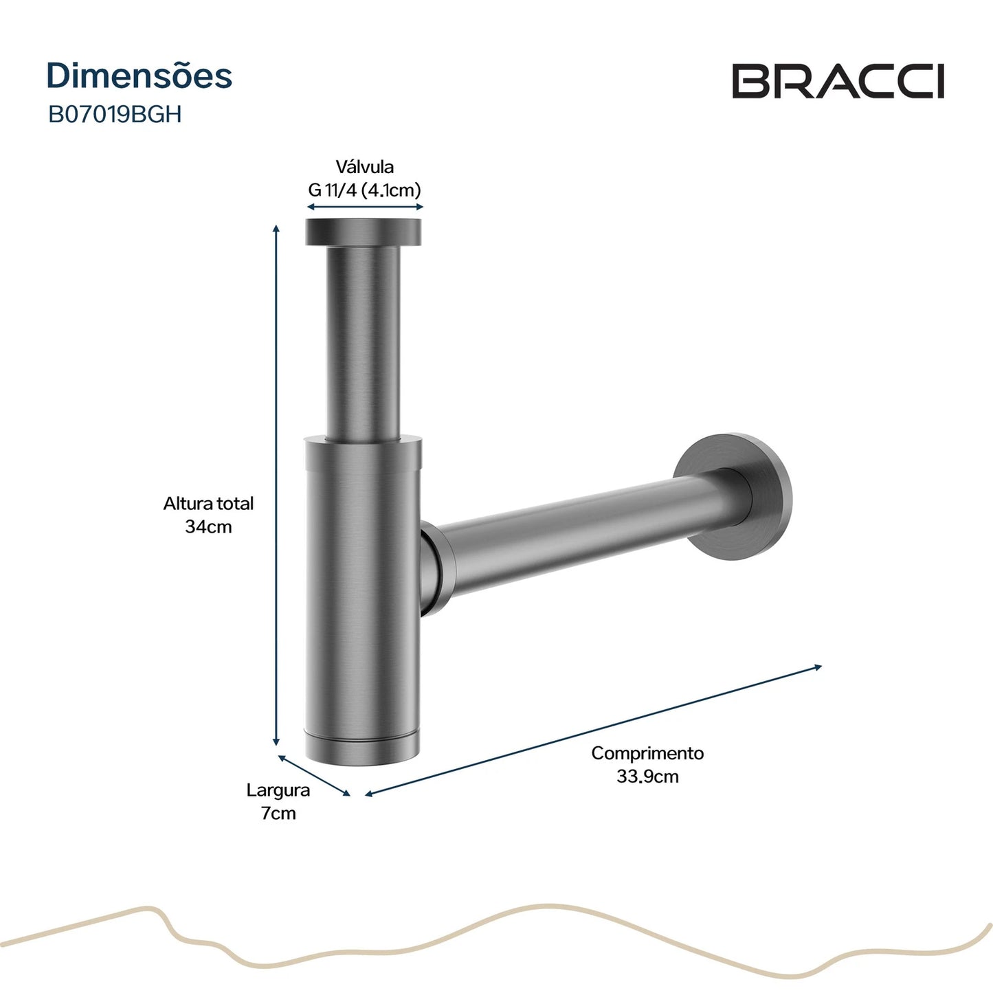 SIFÃO GRAFITE ESCOVADO
