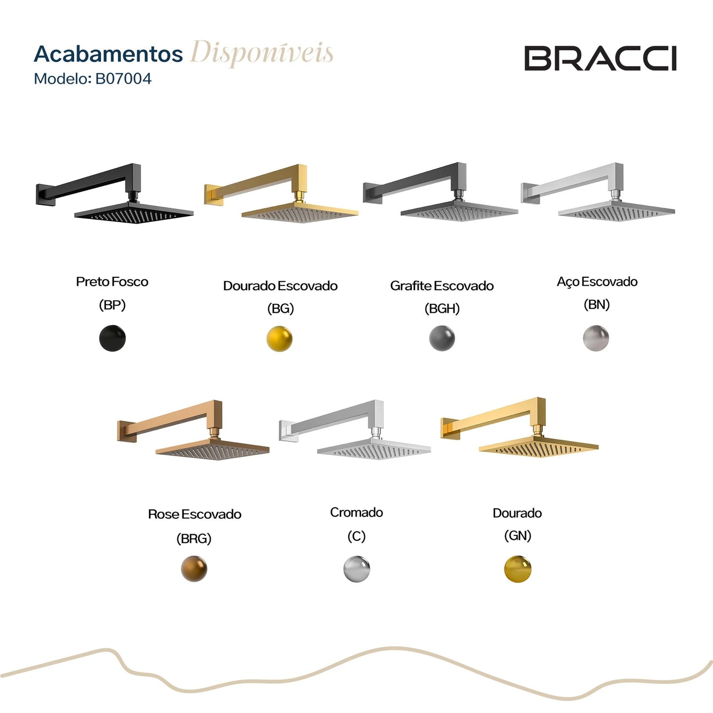 CHUVEIRO DE PAREDE DOURADO