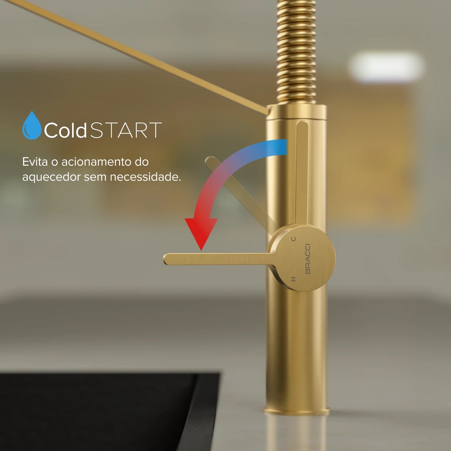 TORNEIRA MONOCOMANDO Q/F CELINE DOURADO ESCOVADO