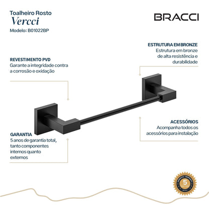 TOALHEIRO ROSTO PRETO FOSCO VERCCI PVD