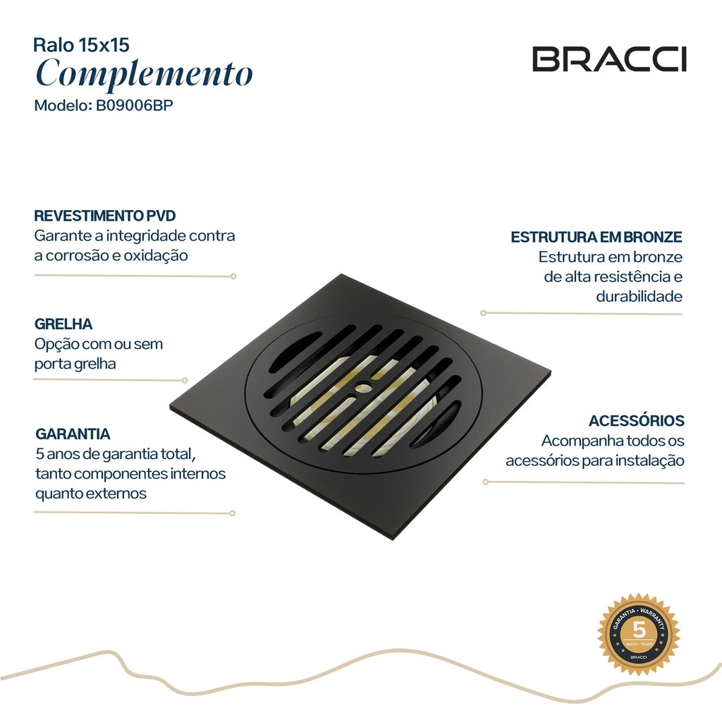 RALO PISO 15X15 PRETO FOSCO PVD