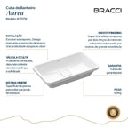 CUBA DE BANHEIRO AUREA 50CM BRANCO BRILHO