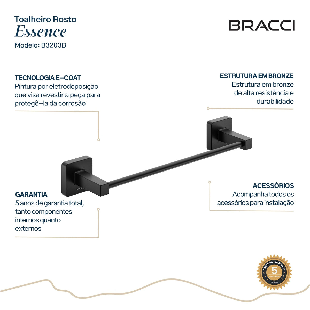TOALHEIRO ROSTO ESSENCE PRETO