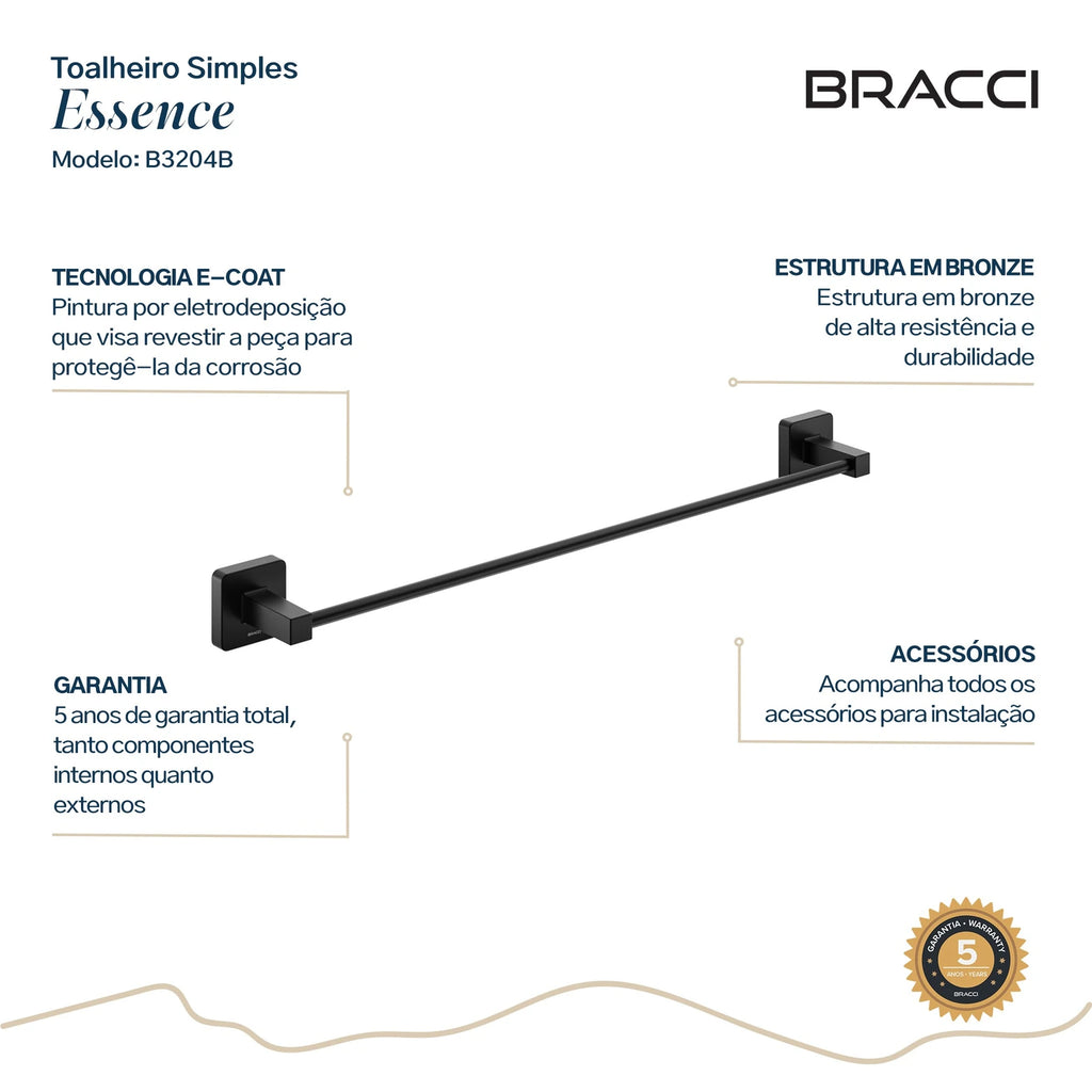 TOALHEIRO SIMPLES ESSENCE PRETO