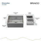 KIT CUBA DE COZINHA 54 CM + CALHA ORGANIZADORA AÇO ESCOVADO