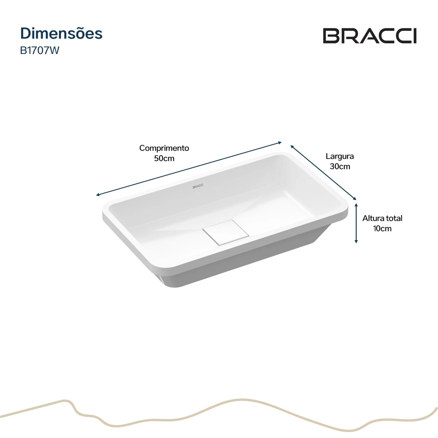 CUBA DE BANHEIRO AUREA 50CM BRANCO BRILHO