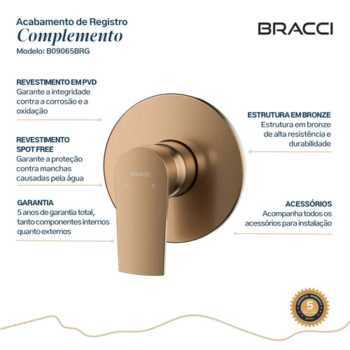 ACABAMENTO MONOCOMANDO CHUVEIRO DOCOL 3/4 ROSE ESCOVADO