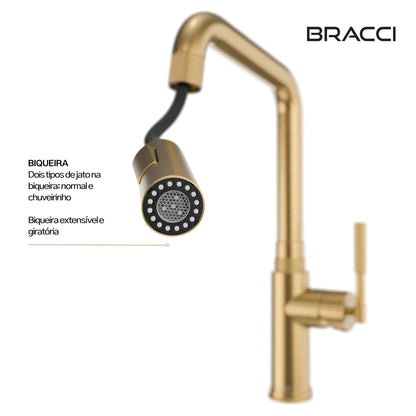 TORNEIRA MONOCOMANDO Q/F ALLURE DOURADO ESCOVADO