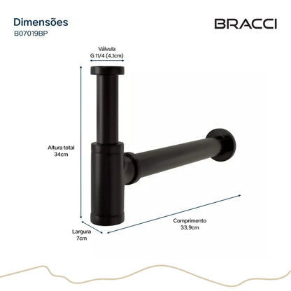 SIFÃO PRETO FOSCO PVD