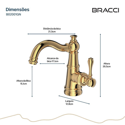 MISTURADOR MONOCOM LAVAT DOURADO ST CLAIRE NANOTECNOLOGIA