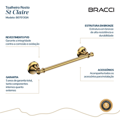 TOALHEIRO ROSTO ST CLAIRE DOURADO NANOTECNOLOGIA