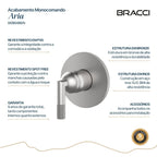 ACABAMENTO MONOCOMANDO CHUVEIRO ARIA AÇO ESCOVADO