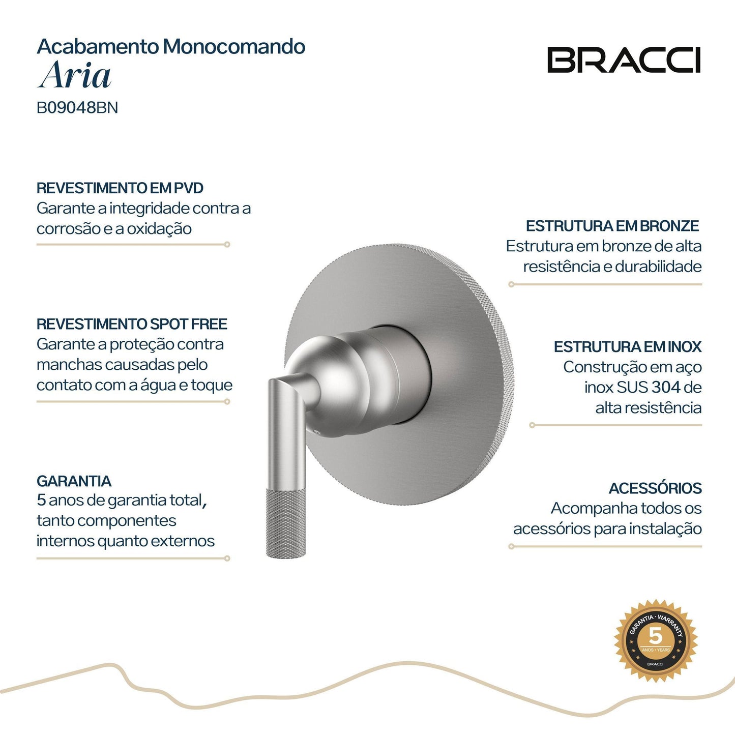 ACABAMENTO MONOC CHUVEIRO ARIA AÇO ESCOVADO