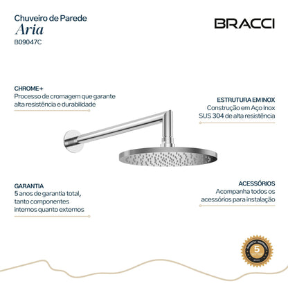 CHUVEIRO PAREDE ARIA CROMADO