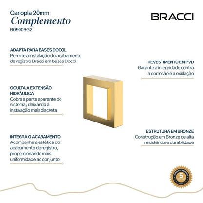 CANOPLA 20MM ACABAMENTO DE REGISTRO DOURADO NANOTECNOLOGOIA