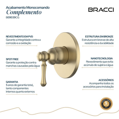 ACABAMENTO MONOCOMANDO CHUVEIRO CLÁSSICO CHAMPAGNE GOLD