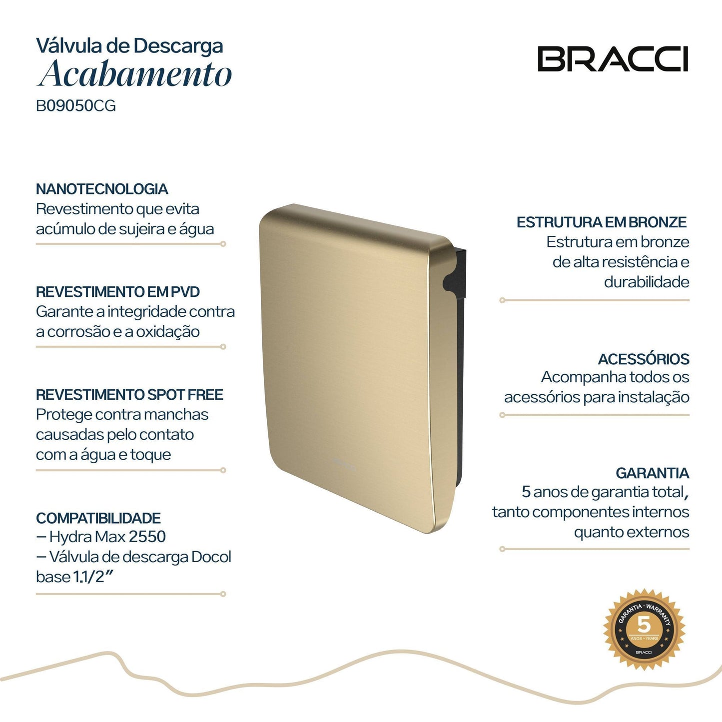 ACAB VALVULA DESCARGA DECA/DOCOL CHAMPAGNE GOLD