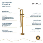 MISTURADOR MONOC PISO DOURADO PARA BANHEIRA NANOTECNOLOGIA