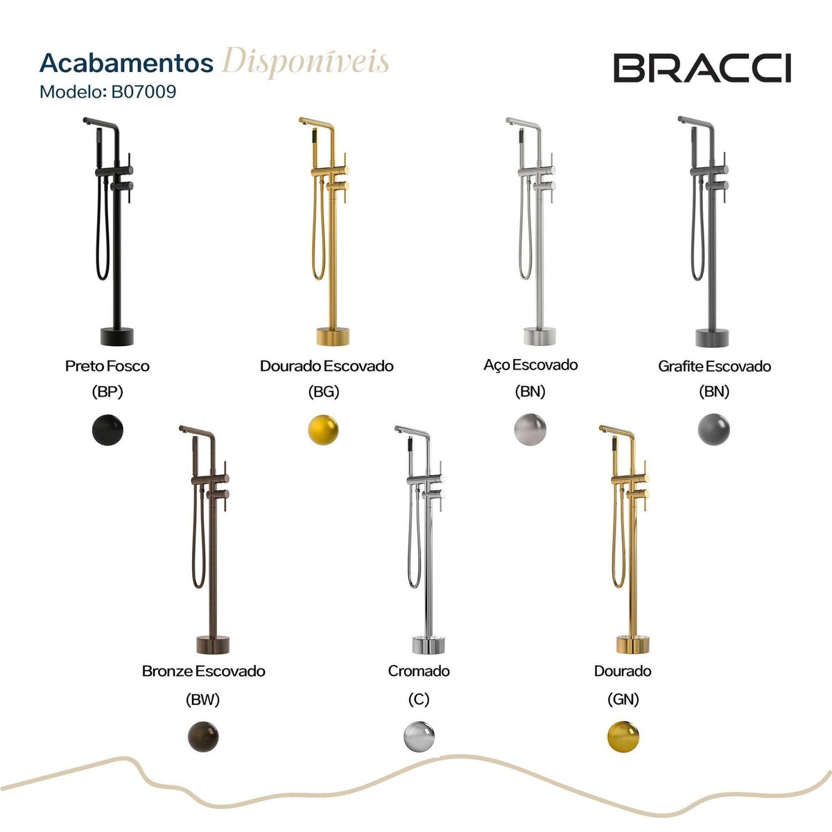MISTURADOR MONOC PISO DOURADO PARA BANHEIRA NANOTECNOLOGIA