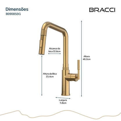 TORNEIRA MONOCOMANDO Q/F ALLURE DOURADO ESCOVADO