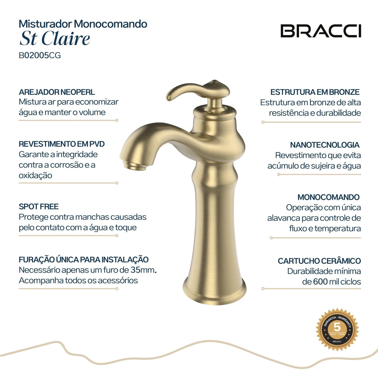 MISTURADOR MONOC ST CLAIRE CHAMPAGNE GOLD