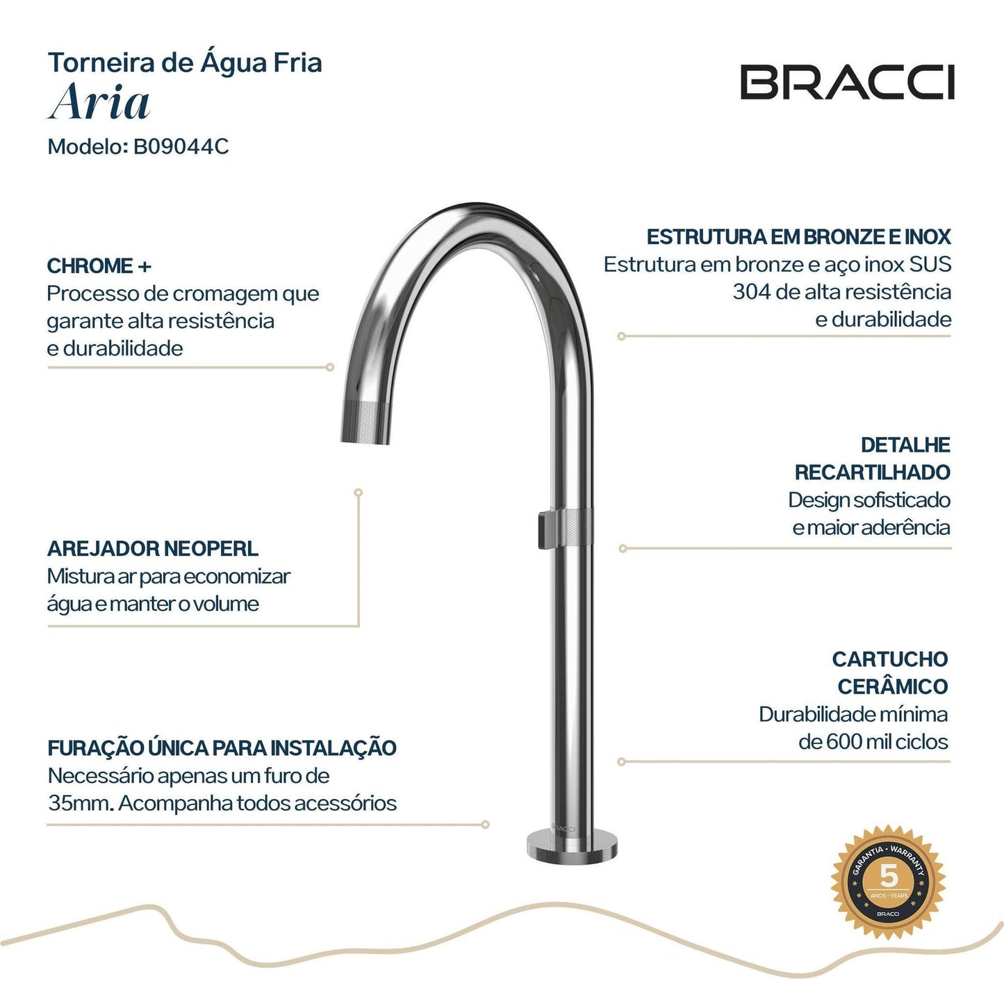 TORNEIRA BANCADA ARIA CROMADO