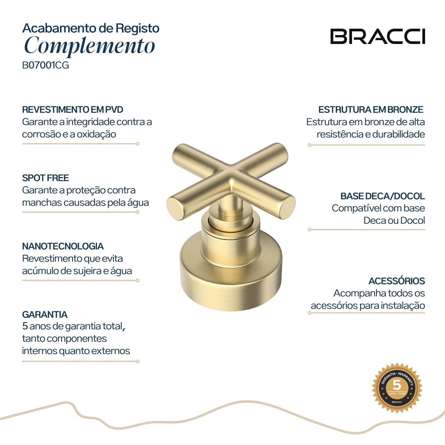 ACABAMENTO DE REGISTRO CHAMPAGNE GOLD