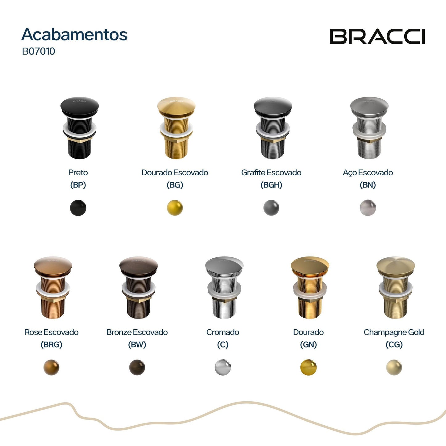 VÁLVULA DE ESCOAMENTO CHAMPAGNE GOLD G1 1/4