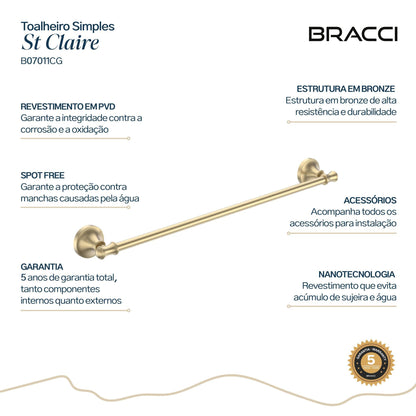 TOALHEIRO SIMPLES ST CLAIRE CHAMPAGNE GOLD