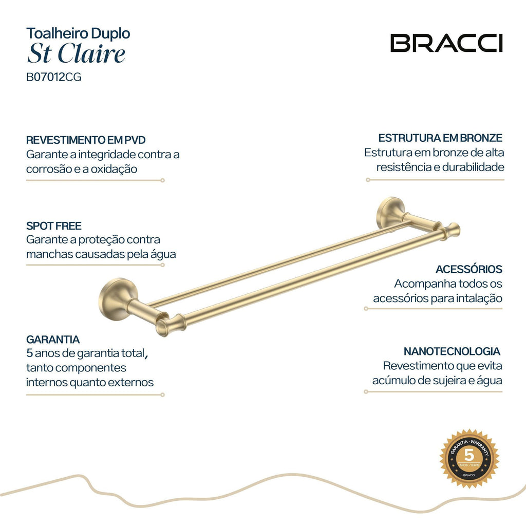 TOALHEIRO DUPLO ST CLAIRE CHAMPAGNE GOLD