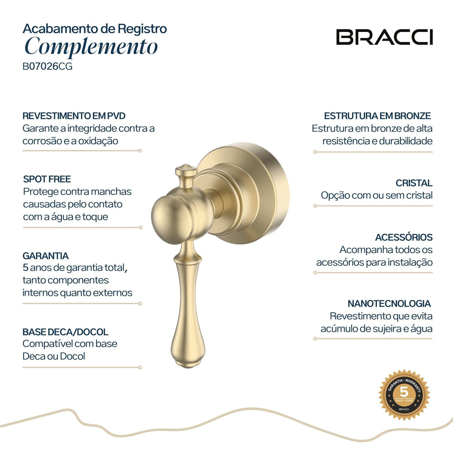 ACABAMENTO DE REGISTRO ST CLAIRE CHAMPAGNE GOLD