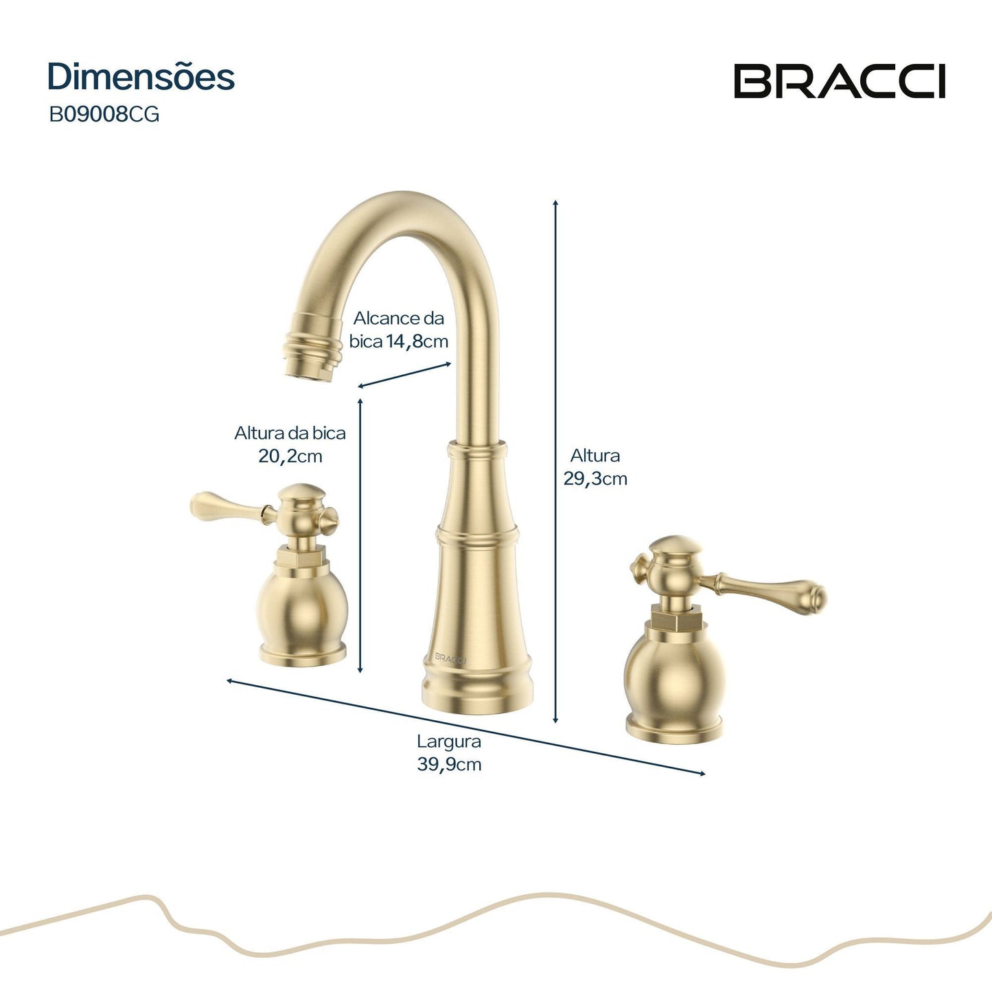 MISTURADOR DUPLO COMANDO CHAMPAGNE GOLD ST CLAIRE