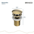 VÁLVULA DE ESCOAMENTO CHAMPAGNE GOLD COM LADRÃO