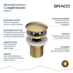 VÁLVULA DE ESCOAMENTO CHAMPAGNE GOLD COM LADRÃO