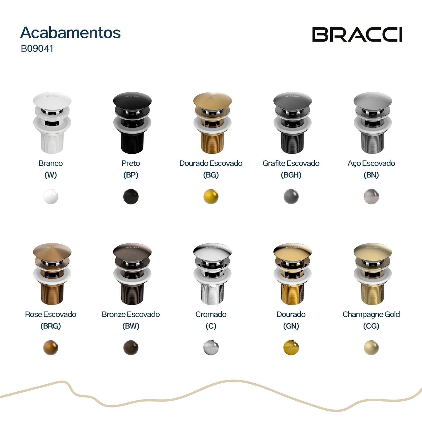 VÁLVULA DE ESCOAMENTO CHAMPAGNE GOLD COM LADRÃO