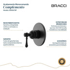 ACABAMENTO MONOCOMANDO CHUVEIRO CLÁSSICO DOCOL 3/4 PRETO PVD