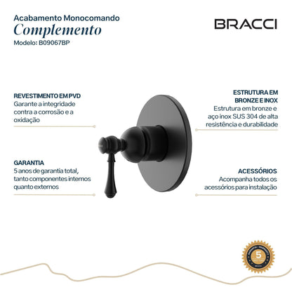 ACABAMENTO MONOCOMANDO CHUVEIRO CLÁSSICO DOCOL 3/4 PRETO PVD
