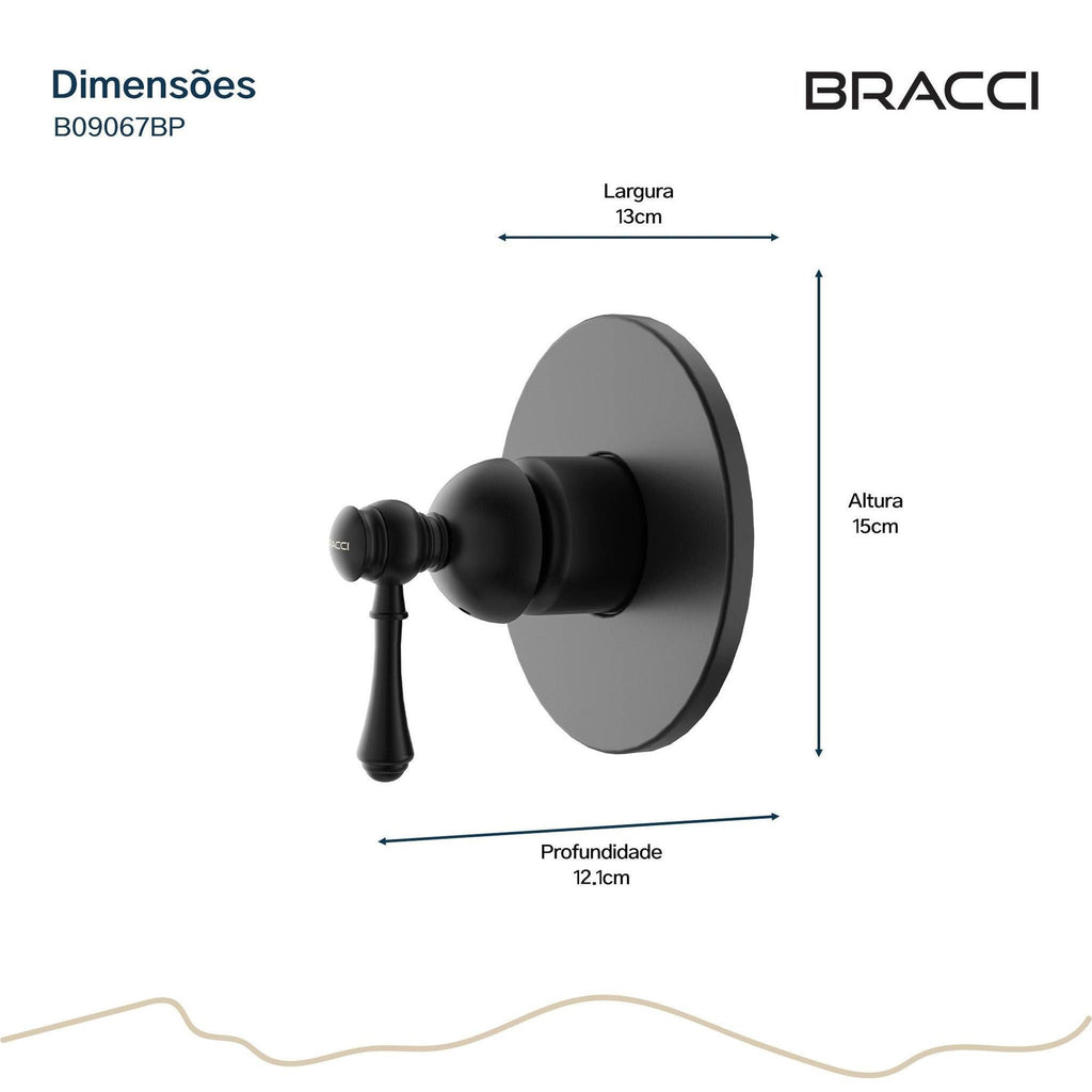 ACABAMENTO MONOCOMANDO CHUVEIRO CLÁSSICO DOCOL 3/4 PRETO PVD