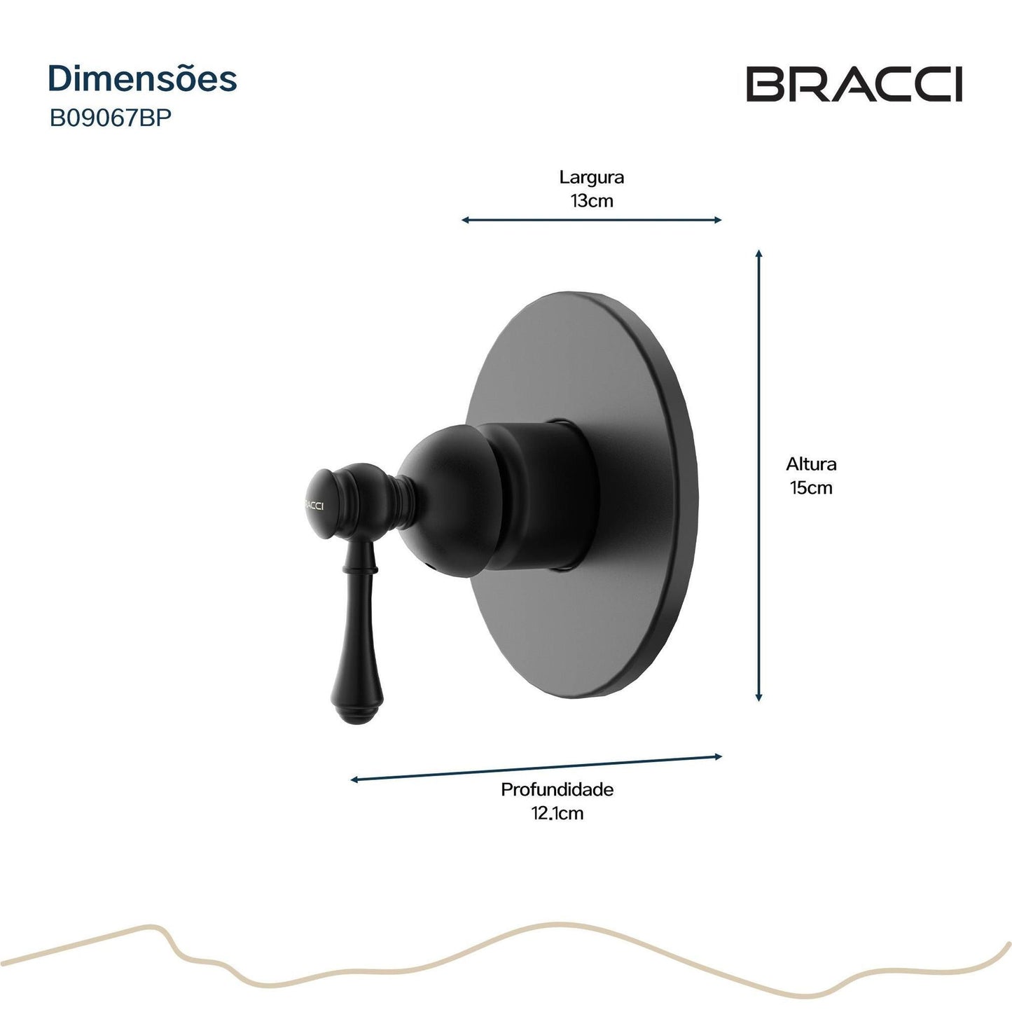 ACABAMENTO MONOCOMANDO CHUVEIRO CLÁSSICO DOCOL 3/4 PRETO PVD