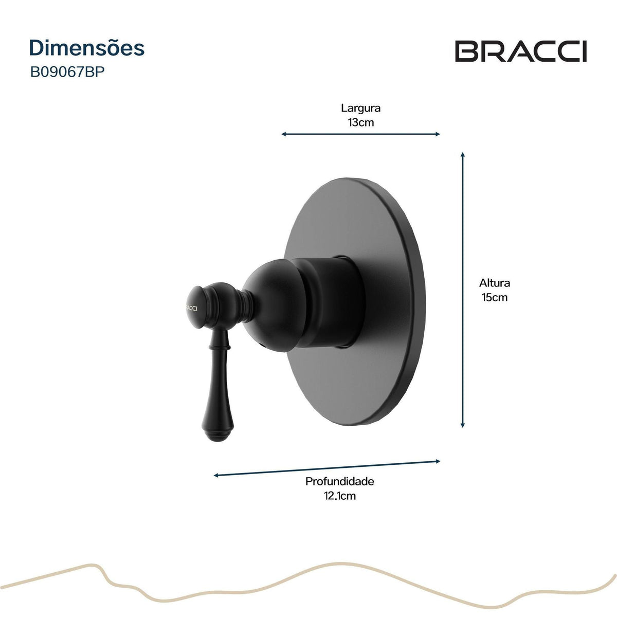 ACABAMENTO MONOCOMANDO CHUVEIRO CLÁSSICO DOCOL 3/4 PRETO PVD