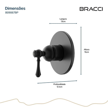 ACABAMENTO MONOCOMANDO CHUVEIRO CLÁSSICO DOCOL 3/4 PRETO PVD